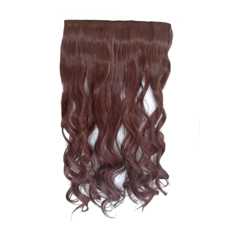 1 Piece Wavy 5 Clip Synthetic Hair Extension XXL 60cm - 33 Mahogany