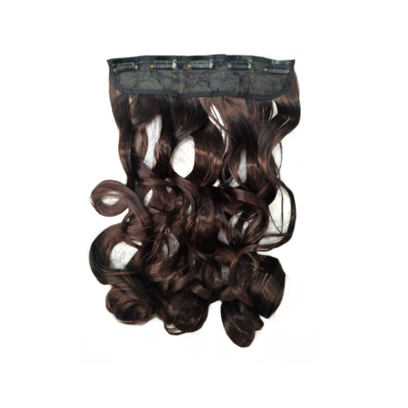 1 Piece Wavy 5 Clip Synthetic Hair Extension XXL 60cm - 2-33 Darker Brown Mix