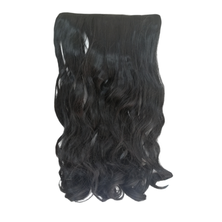1 Piece Wavy 5 Clip Synthetic Hair Extension XXL 60cm - 1B Natural Black
