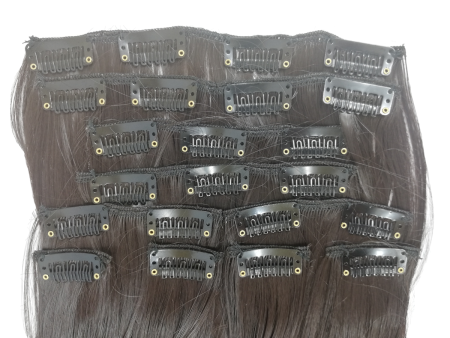 10 Piece Wavy Long 55-60cm Full Head Clip-on Hair Extensions XXL - 2 Dark Brown