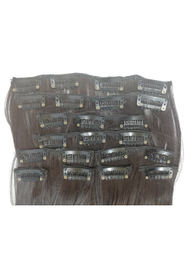 10 Piece Wavy Long 55-60cm Full Head Clip-on Hair Extensions XXL - 2 Dark Brown