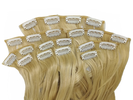 10 Piece Wavy Long 55-60cm Full Head Clip-on Hair Extensions XXL - 22-613 Light Blonde Mix
