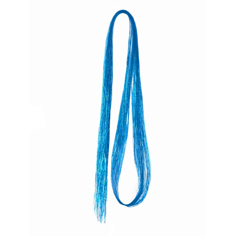 Tie-On Vibrant Hair Tinsel 90cm - 100 Pack - Bright Blue