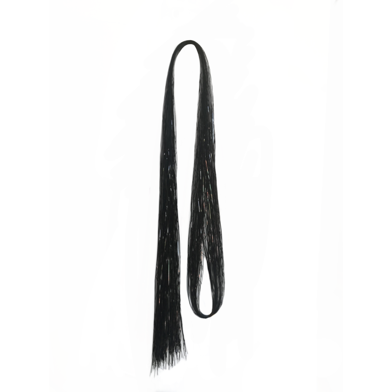 Tie-On Vibrant Hair Tinsel 90cm - 100 Pack - Black