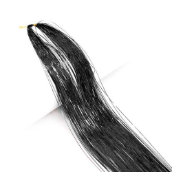 Tie-On Vibrant Hair Tinsel 90cm - 100 Pack - Black