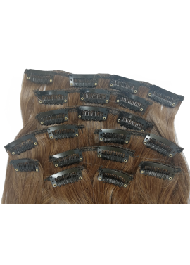 10 Piece Wavy Long 55-60cm Full Head Clip-on Hair Extensions XXL - 4M-30 Chocolate Brown Mix
