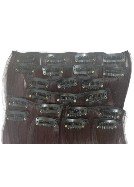 10 Piece Wavy Long 55-60cm Full Head Clip-on Hair Extensions XXL - 99J Deep Plum